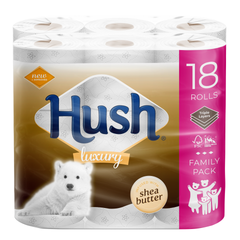 Hush Shea Butter 3 Ply 18 Pack